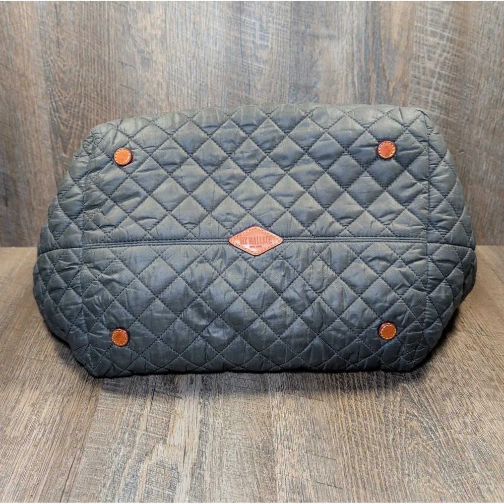 MZ Wallace Quilted Nylon Metro Tote Bag in Charcoal / Dark Grey – Gold Hardware